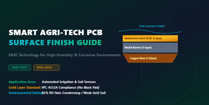 Blog perusahaan terbaru tentang Agri-Tech IoT: Pemilihan Permukaan Akhir (ENIG) untuk PCB Tahan Korosi di Jaringan Irigasi Cerdas