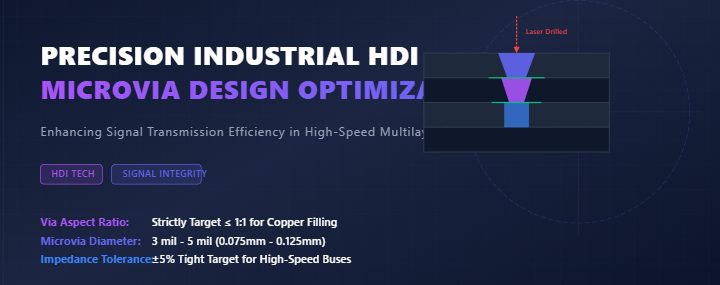 Blog perusahaan terbaru tentang Teknologi HDI: Mengoptimalkan Desain Mikrovia dalam PCB HDI untuk Meningkatkan Transmisi Sinyal untuk Kontroler Industri